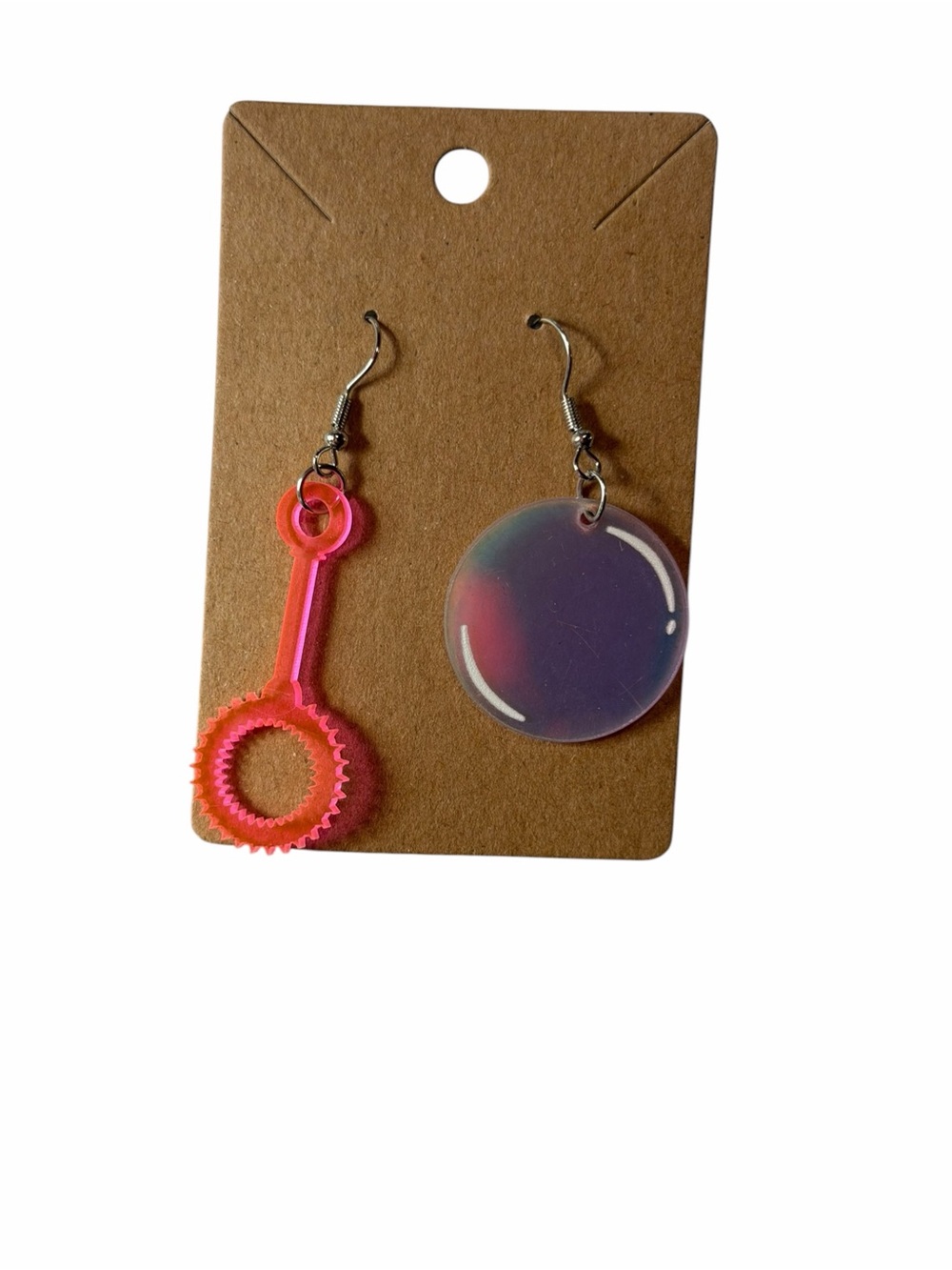 Asymmetric Bubble Wand Drop Earrings - Pink
